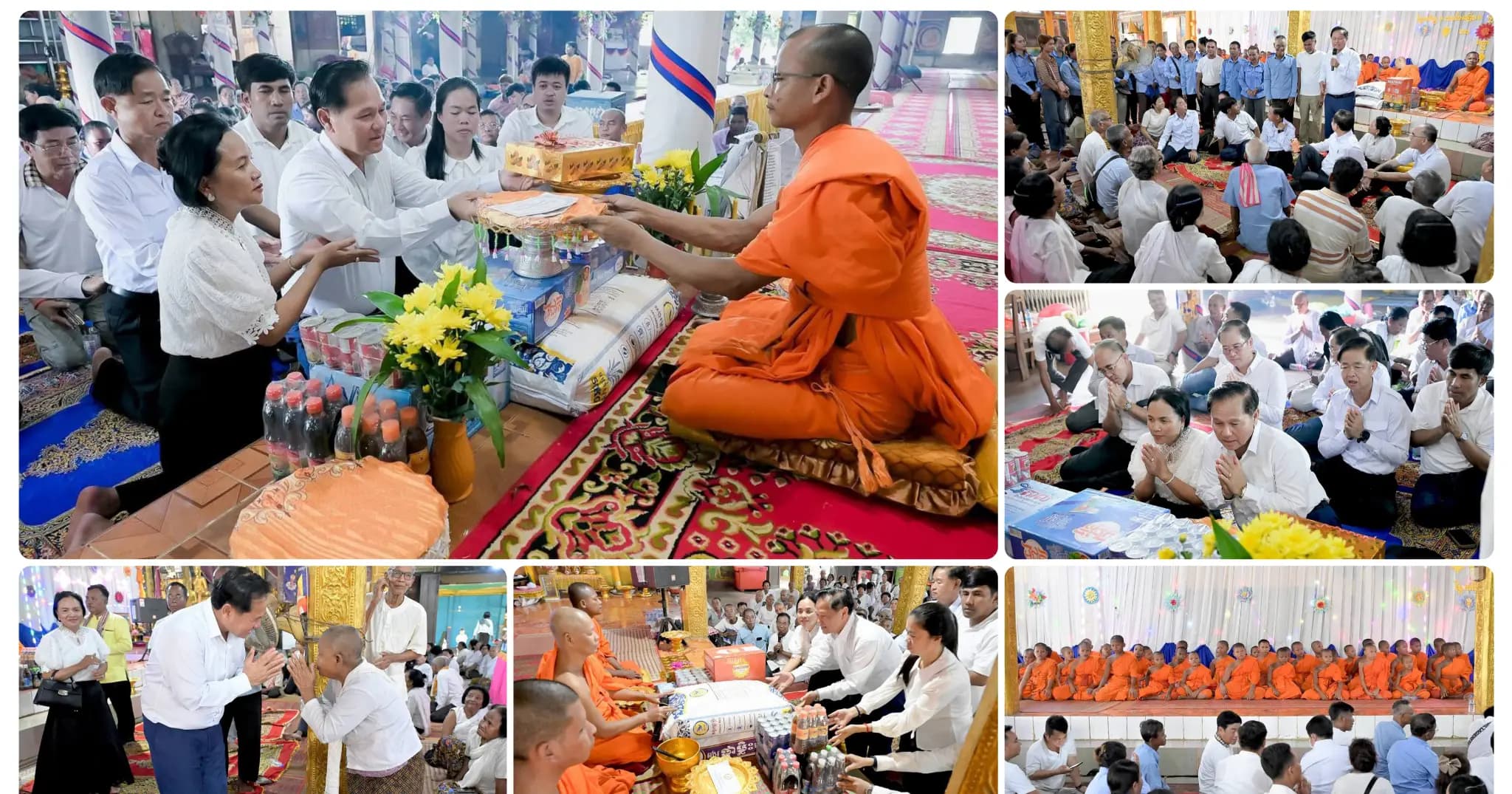 លោក ផាង វី នាំយកទេយ្យវត្ថុ និងបច្ច័យដ៏ថ្លៃថ្លារបស់ ឯកឧត្ដមរដ្ឋមន្ដ្រី ថោ ជេដ្ឋា និងលោកជំទាវ វេរប្រគេនព្រះសង្ឃចំនួន៦វត្ត នាឱកាសពិធីបុណ្យកាន់បិណ្ឌវេនទី៨ ក្នុងឃុំទ្រា